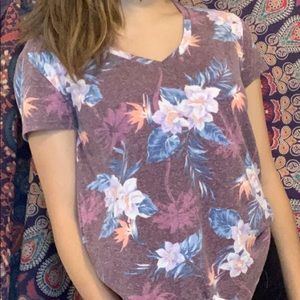 Floral Patterned V-Neck Tee